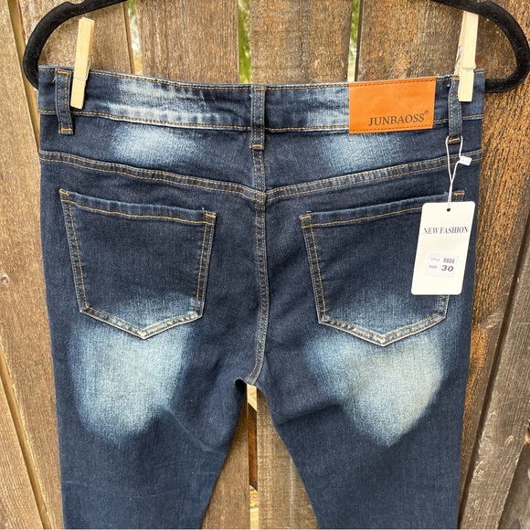 Junbaoss Men’s Distressed Slim Fit Stretch Jeans Sz 30 NWT. - Picture 4 of 14